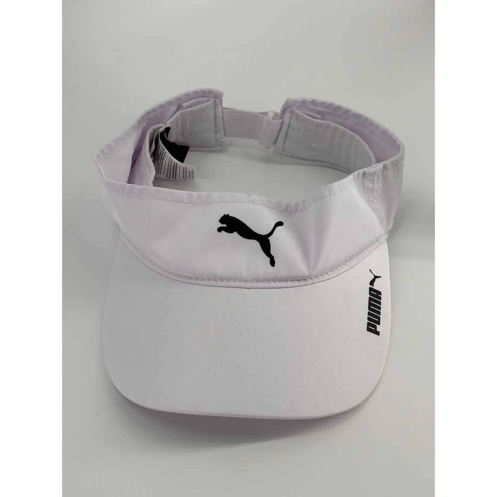 Puma Sun Visor Unisex OSFA White Black Logo Adjustable Athletic Golf Tennis Hat